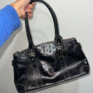 Dooney & Bourke ostrich skin purse black silver buckle shoulder bag